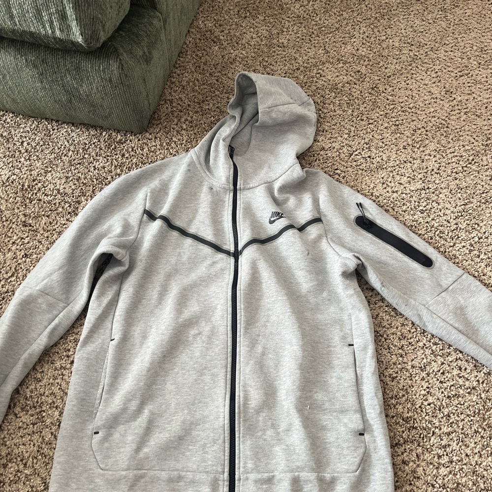 Nike Gray Zip Hoodie with Black Trim